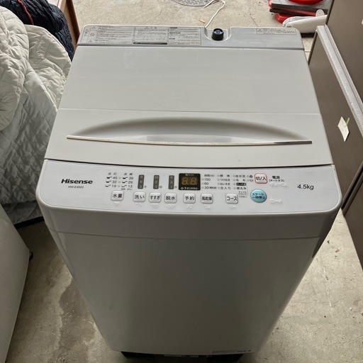 ロ2506-335 Hisense 全自動電気洗濯機 HW-E4503 2021年製 4.5kg 動作確認済み キズ汚れ有り