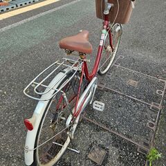 リサイクルショップどりーむ天保山店　No287　自転車　シティサイクル　26インチ　レッド　エコチャリ21630Uの画像