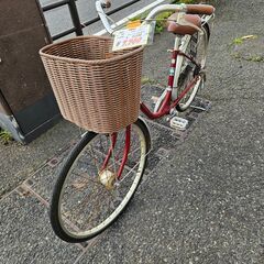 リサイクルショップどりーむ天保山店　No287　自転車　シティサイクル　26インチ　レッド　エコチャリ21630Uの画像