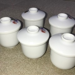 花柄 茶碗蒸し容器 ５個セット (湯呑みとしても使えます)の画像