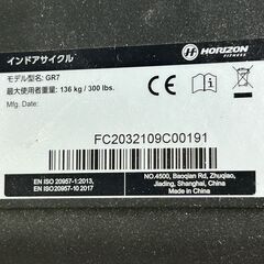 HORIZON GR7 インドアサイクル 室内スピンバイク 家庭用フィットネス 中古美品の画像