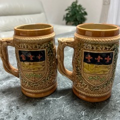 昭和レトロ　ドイツ　ケベック　陶器製　取手付き　ビアジョッキ2個セットの画像