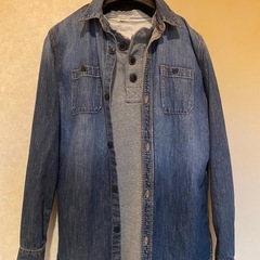 gap デニムジーンズダンガリーシャツgジャンカバーオールvintagewashワークシャツインディゴの画像