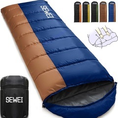 寝袋 シュラフ SEWEI 封筒型 保温 耐寒【足元に二重保温・防水】オールシーズン 1.8Kg 1.4Kg1.0Kg コンパクト 軽量 簡単収納 軽量 中綿 登山 車中泊 防災用 アウトドア キャンプ登山 丸洗い可能 春夏秋冬の使用可能 収納袋付きの画像