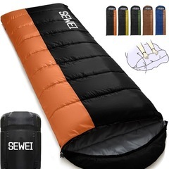 寝袋 シュラフ SEWEI 封筒型 保温 耐寒【足元に二重保温・防水】オールシーズン 1.8Kg 1.4Kg1.0Kg コンパクト 軽量 簡単収納 軽量 中綿 登山 車中泊 防災用 アウトドア キャンプ登山 丸洗い可能 春夏秋冬の使用可能 収納袋付きの画像