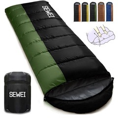 寝袋 シュラフ SEWEI 封筒型 保温 耐寒【足元に二重保温・防水】オールシーズン 1.8Kg 1.4Kg1.0Kg コンパクト 軽量 簡単収納 軽量 中綿 登山 車中泊 防災用 アウトドア キャンプ登山 丸洗い可能 春夏秋冬の使用可能 収納袋付きの画像