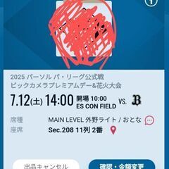 7.12 　日ハム対オリックス　連席　駐車券の画像