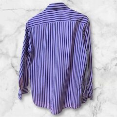 JOSEPH ABBOUD ストライプシャツ メンズM 爽やかパープル 春夏の画像