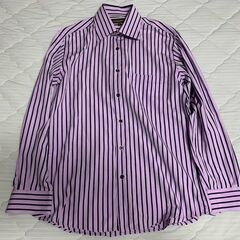 JOSEPH ABBOUD ストライプシャツ メンズM 爽やかパープル 春夏の画像