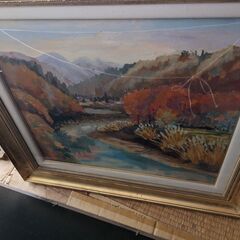 風景画　絵画　油絵　額縁