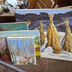 風景画　絵画　油絵　額縁の画像