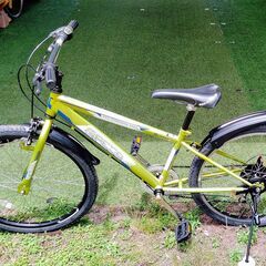 加古川　24インチ　クロスバイク　ジュニア　緑色　アサヒ　SPEED　6速　子供用自転車　中古　美品の画像