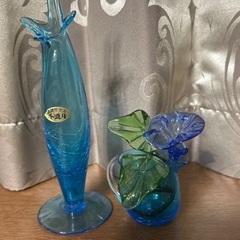 まとめて　琉球ガラスの一輪差し　花瓶　お花　インテリア　緑　青