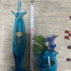琉球ガラス　一輪差し　花瓶　お花　インテリア　緑　青の画像