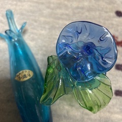 琉球ガラス　一輪差し　花瓶　お花　インテリア　緑　青の画像