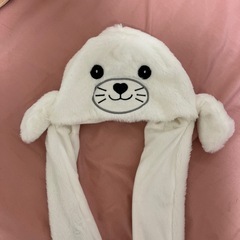 ふわふわアザラシ　耳が動く帽子　被り物　 アザラシ帽子の画像