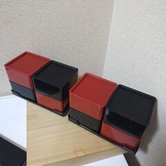 未使用×２個　山中塗うさぎ2色重箱　弁当箱　２個売りの画像