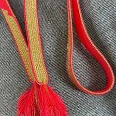 着物帯ひも 金糸入り 平紐タッセル 帯紐 存在感あり✨ リメイクにも素敵です！の画像