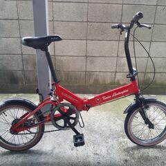 ■受付終了■かご付けます。鮮やかな赤の16インチ折り畳み自転車