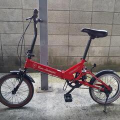 ■受付終了■かご付けます。鮮やかな赤の16インチ折り畳み自転車の画像
