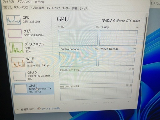 ゲーミングノートPC/SSD 512GB/i7 7700HQ/グラボGTX1060/メモリー64GB