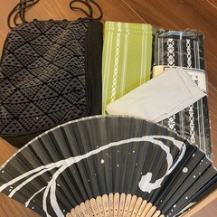 浴衣用小物セット（角帯、下帯、巾着、扇子）
