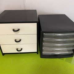 木製(3段小物引き出し)&プラスチック製(A-4／5段レターケース)の画像