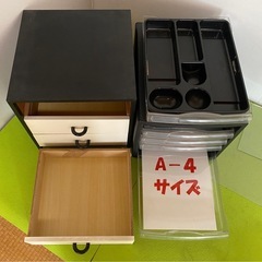 木製(3段小物引き出し)&プラスチック製(A-4／5段レターケース)の画像