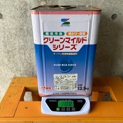 【引取り限定】11kg！中古ペンキクリーム系ホワイト屋外塗装用 油性塗料 DIY好きにはお得の画像