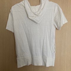 160 白×ピンクの半袖パーカーの画像