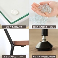 ガラスローテーブル　ホワイト　ウッド
の画像