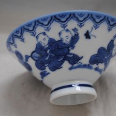 [1347] 御飯茶碗 10個セット 唐子 有田焼 昭和レトロ 直径12cmの画像