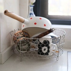 金網工芸 ステンレス製水切りかご, 直径30cm, 手編み丸型,...