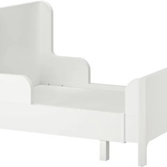 IKEA BUSUNGE ブースンゲ 伸長式ベッド 子供用  シングルベッド 白 ホワイト マットレス付きの画像