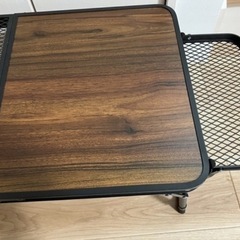 新品 中央70×40 大きいサイズ アウトドア 折りたたみ式 サイドテーブル付き 木目メッシュテーブル (大)の画像