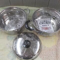 未使用保管品 深型2段蒸し器 20cm ステンレス製 IH対応 2.5L ホリシン 蒸し器 せいろ 西岡店の画像
