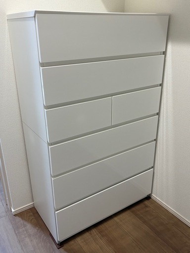最終お値下げ【美品】ニトリ 6段チェスト 鏡面仕上げ ホワイト