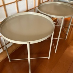 IKEA グラドム　ダークグレーベージュスチールテーブル2台