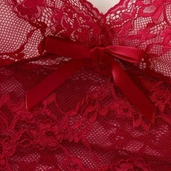 赤色❣️透け感ブラ＆花柄❣️パンツセット❣️の画像