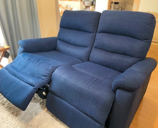 [6/27まで！] ニトリ 2人用電動リクライニングソファ ネイビー 搬入しやすい2分割タイプ