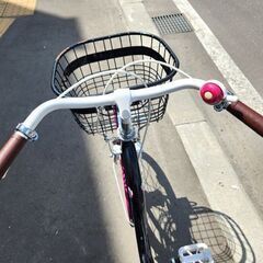 20インチ 子供用自転車 黒×ピンク カギ ライト カゴ付き 女の子