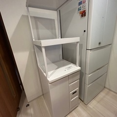 多収納　米びつ付きレンジ台　エムケー精工 組立式スリムレンジ台