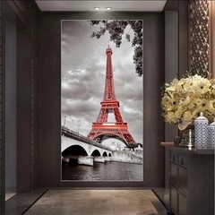 エッフェル塔キャンバス建築風景絵画 特大サイズ 額縁付き