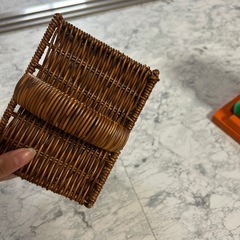 カゴ 木のカゴ しっかりしたカゴ　洗えるカゴ　茶色　ニトリ　収納ケースの画像