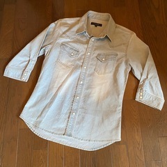 良好fullglowデニムジーンズダンガリーシャツジャケットカバーオール七分袖vintage washウェスタンインディゴMの画像