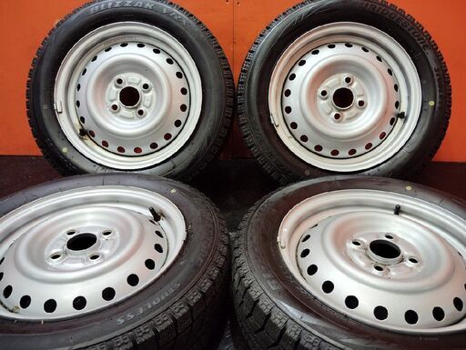走行短め【BS BLIZZAK VRX 155/65R14】スタッドレス【スチールホイール 14インチ 4.5J4HPCD100】4本　(KTO392)