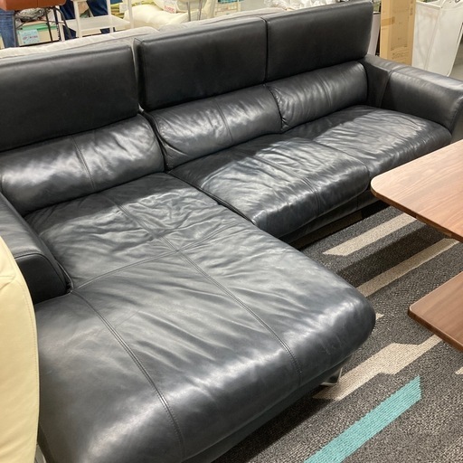 Domicile ドミシール本革製カウチソファー　※スレ・キズあり