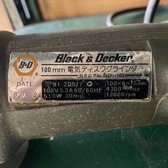 100mm電気ディスクグラインダ　Black & Decker の画像