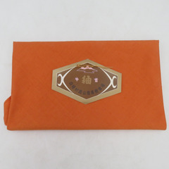 風呂敷 牛首紬 県指定無形文化財 絹 無地 オレンジ色 箱入 【キモノオフ野々市若松店】の画像