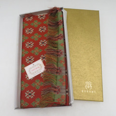 龍村美術織物 正絹 卓布 朱色ｘ緑色 天平双華文錦 インテリア ...